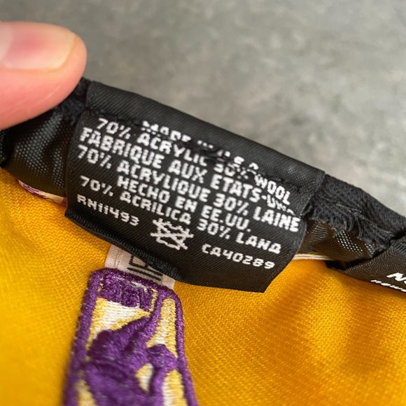 Los Angeles Lakers LAL New Era 59fifty NBA Fitted Cap Canary Yellow Purple 7 5/8 - Picture 10 of 10